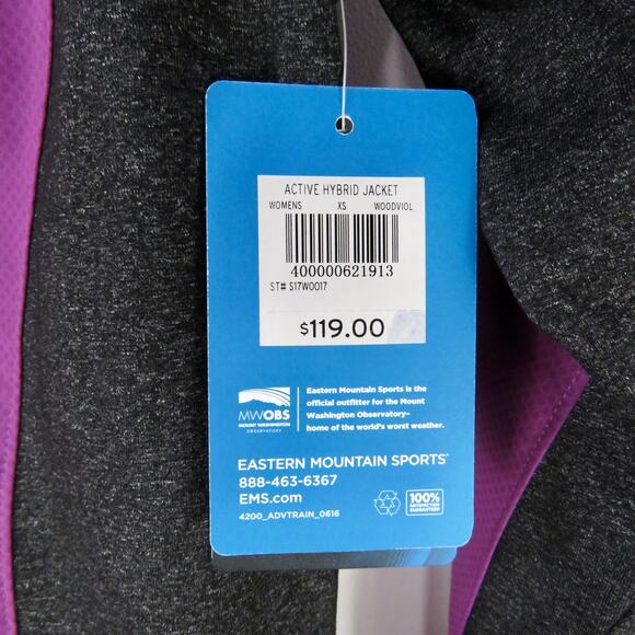 Eastern Mountain Sports Active Hybrid Purple Wind Jacket Winter Coat XS - Picture 5 of 6
